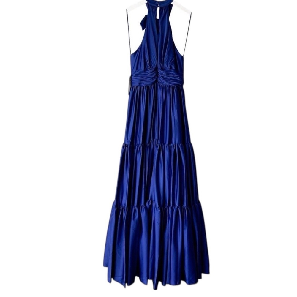 Mac Duggal Halter Neck Satin Tiered Evening Prom Formal Gown 50658 Size 6 NWT - Picture 7 of 11